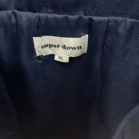 Superdown Revolve Arina Navy Blue Ruffle Deep V Mini Dress - Picture 4 of 9